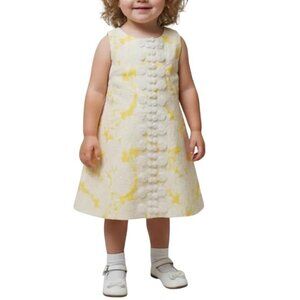 Iris & Ivy Toddler Girls Yellow Embroidered Lace Bow Sleeveless A-Line Dress 4T